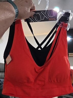 XOXO Orange & Black Seamless Strappy Sports Bras X-Large